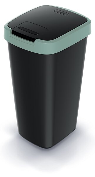 Odpadkový koš COMPACTA Q FLAP černý se světle zeleným víkem, objem 25l