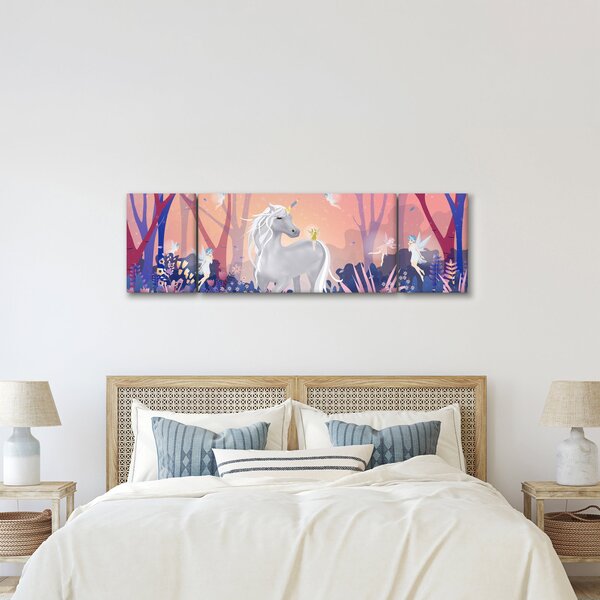 Obraz - Jednorožec v magickém lese (170x50 cm)