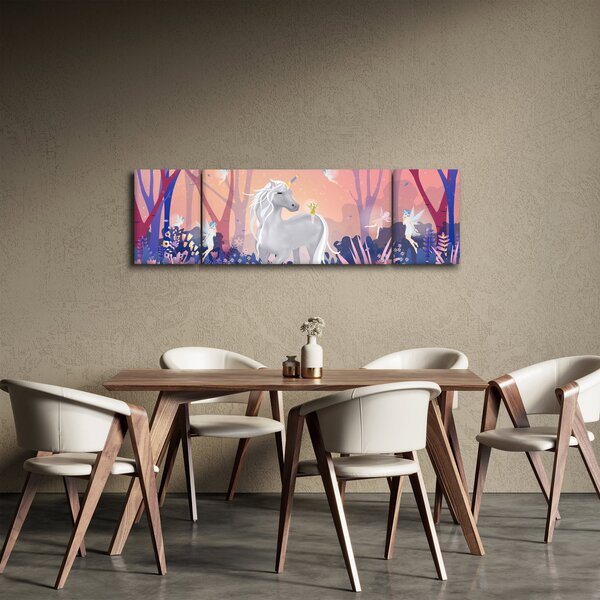 Obraz - Jednorožec v magickém lese (170x50 cm)