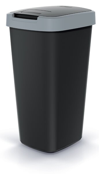 Prosperplast Odpadkový koš COMPACTA Q FLAP černý se světle šedým víkem, objem 25l