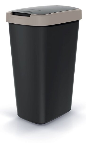 Prosperplast Odpadkový koš COMPACTA Q FLAP černý se světle hnědým víkem, objem 45l