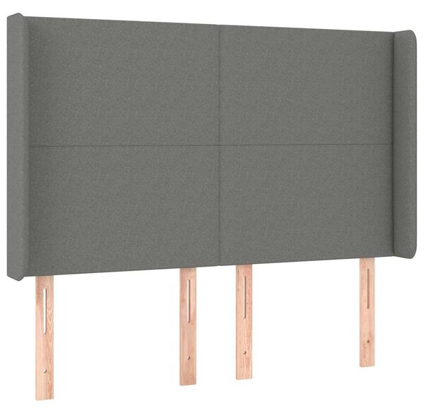Čelo postele typu ušák tmavě šedé 147x16x118/128 cm textil 3119299
