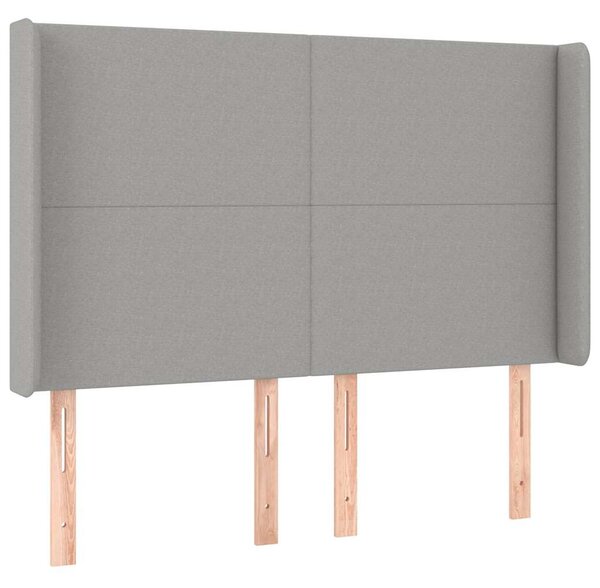Čelo postele s LED světle šedé 147x16x118/128 cm textil 3123766