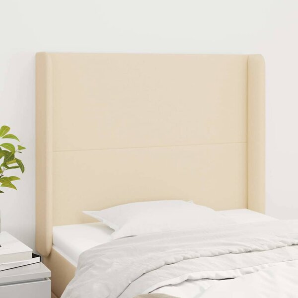 Čelo postele typu ušák krémové 103x16x118/128 cm textil 3119295