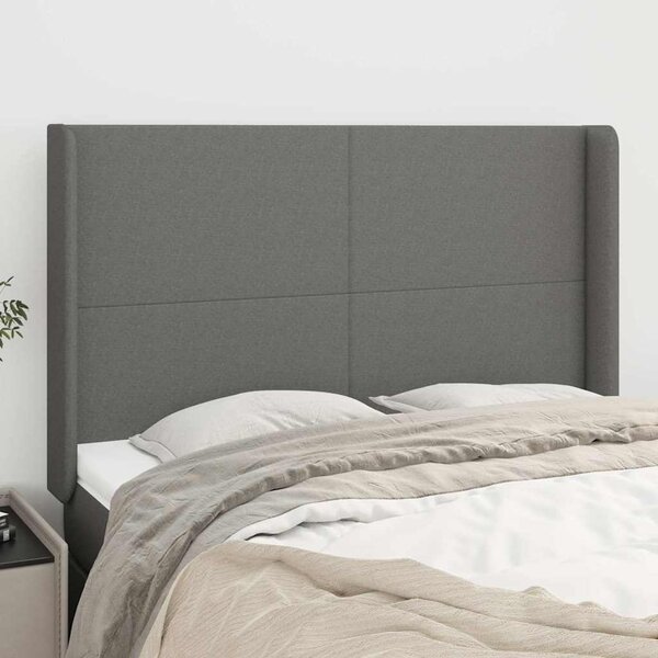 Čelo postele typu ušák tmavě šedé 147x16x118/128 cm textil 3119299