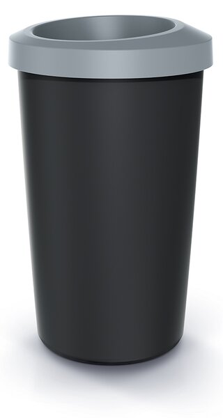 Prosperplast Odpadkový koš COMPACTA R DROP recyklovaný černý s světle šedým víkem, objem 35l