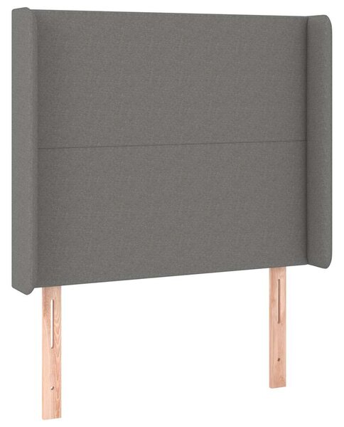Čelo postele typu ušák tmavě šedé 103x16x118/128 cm textil 3119291
