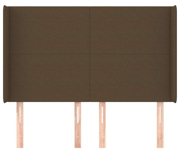 Čelo postele typu ušák tmavě hnědé 147x16x118/128 cm textil 3119301