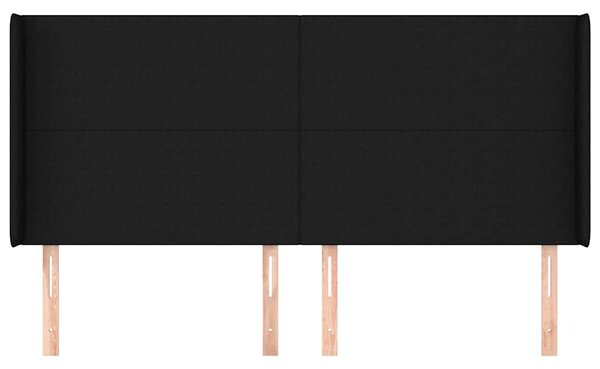 Čelo postele typu ušák černé 163x16x118/128 cm textil 3119308