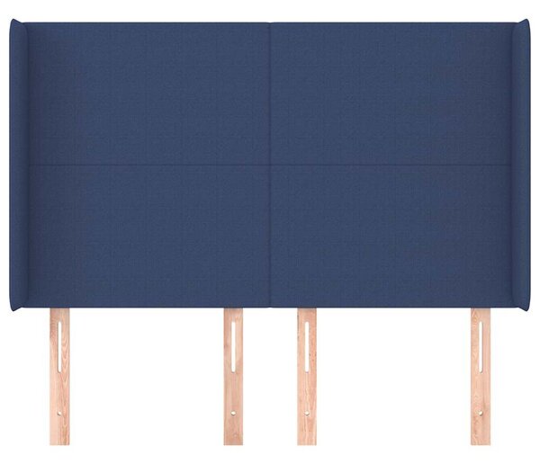 Čelo postele typu ušák modré 147x16x118/128 cm textil 3119304