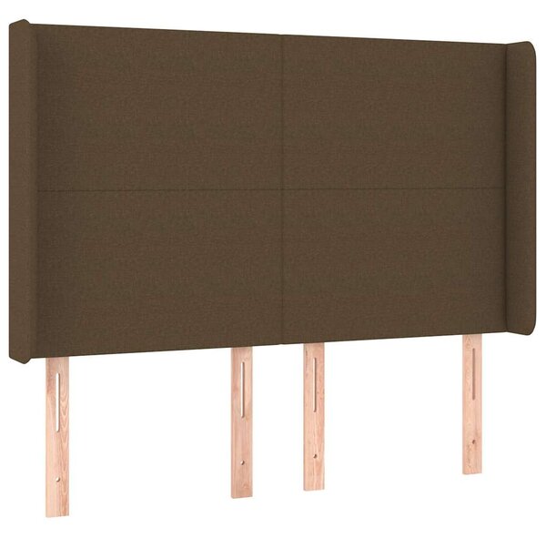 Čelo postele typu ušák tmavě hnědé 147x16x118/128 cm textil 3119301