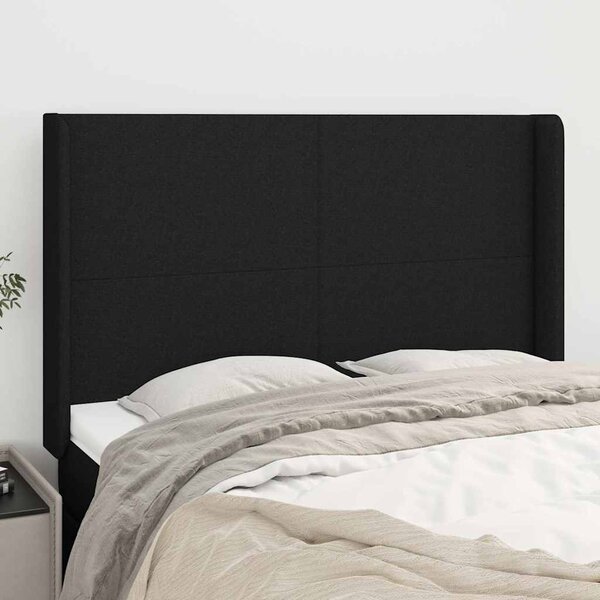 Čelo postele typu ušák černé 147x16x118/128 cm textil 3119300