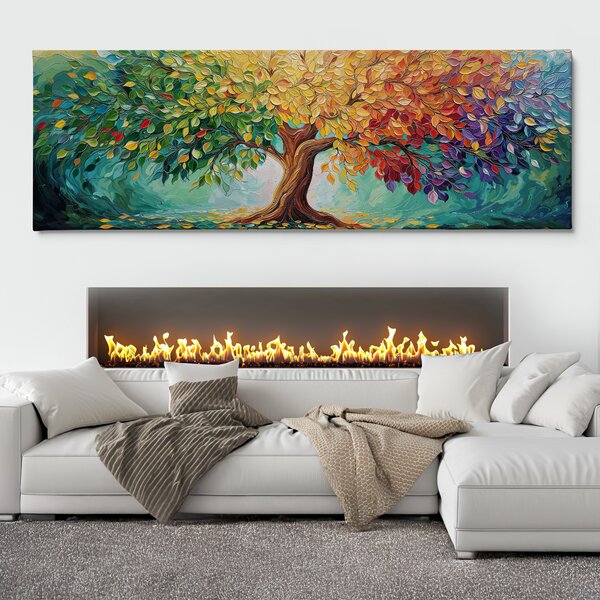 Obraz na plátně - Strom života Duhová esence FeelHappy.cz Velikost obrazu (šířka x výška): 60 x 20 cm