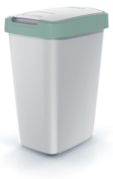 Prosperplast Odpadkový koš COMPACTA Q FLAP popelavý se světle zeleným víkem, objem 12l