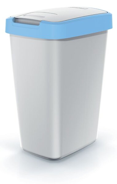 Prosperplast Odpadkový koš COMPACTA Q FLAP popelavý se světle modrým víkem, objem 12l