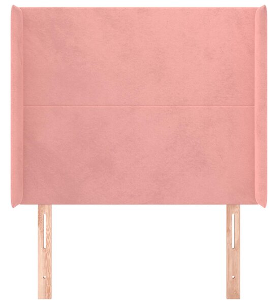 Čelo postele typu ušák růžové 83x16x118/128 cm samet 3119335