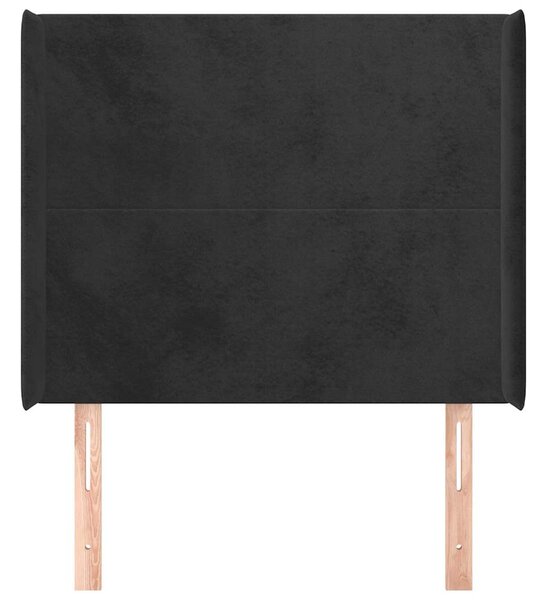 Čelo postele typu ušák černé 93x16x118/128 cm samet 3119338