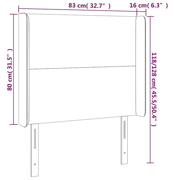 Čelo postele s LED růžové 83 x 16 x 118/128 cm samet 3123803