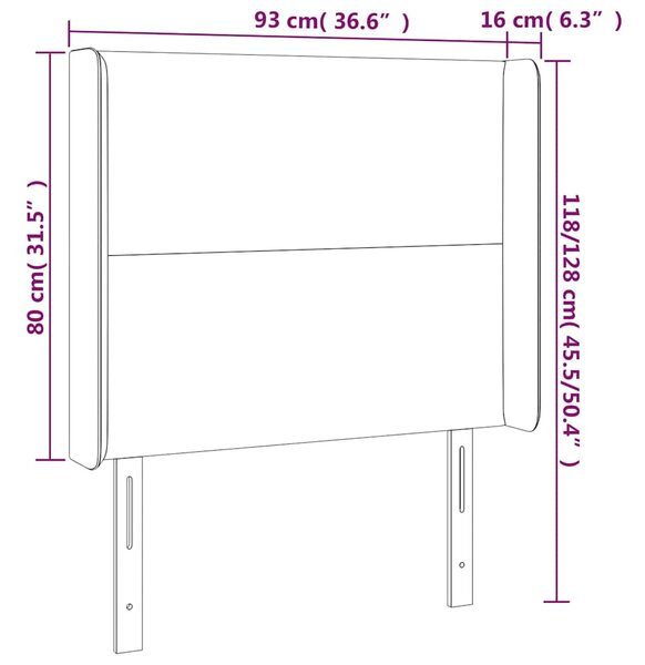 Čelo postele s LED cappuccino 93 x 16 x 118/128 cm umělá kůže 3123851