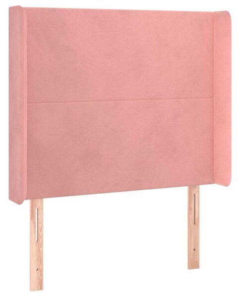 Čelo postele typu ušák růžové 83x16x118/128 cm samet 3119335