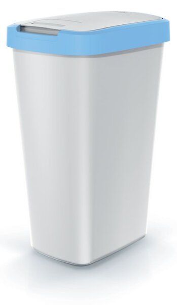 Prosperplast Odpadkový koš COMPACTA Q FLAP popelavý se světle modrým víkem, objem 45l