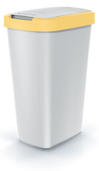 Prosperplast Odpadkový koš COMPACTA Q FLAP popelavý se světle žlutým víkem, objem 45l
