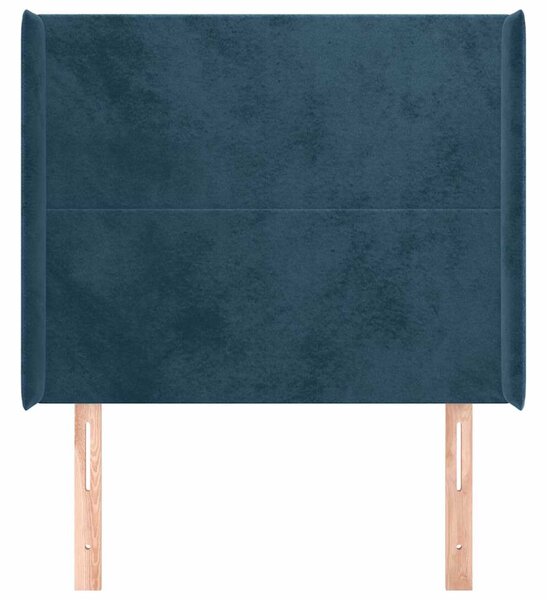 Čelo postele typu ušák tmavě modrá 93x16x118/128 cm samet 3119340