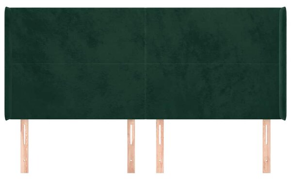 Čelo postele typu ušák tmavě zelená 163x16x118/128 cm samet 3119357