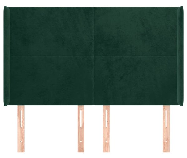 Čelo postele typu ušák tmavě zelená 147x16x118/128 cm samet 3119351