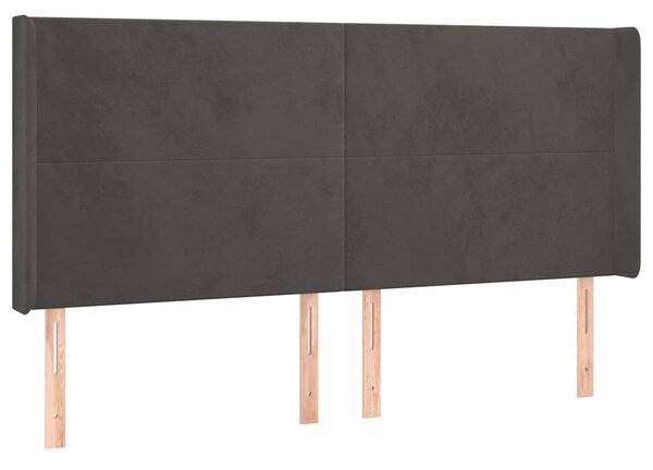 Čelo postele typu ušák tmavě šedé 183x16x118/128 cm samet 3119361