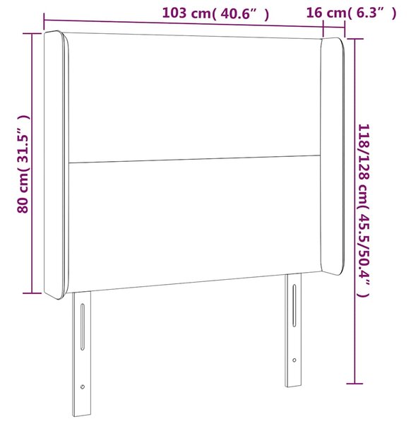 Čelo postele s LED bílé 103 x 16 x 118/128 cm umělá kůže 3123853