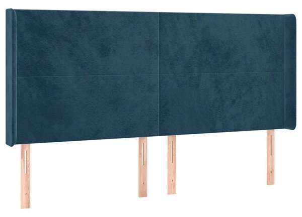 Čelo postele typu ušák tmavě modrá 183x16x118/128 cm samet 3119364