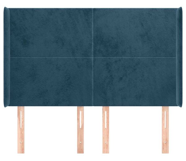 Čelo postele typu ušák tmavě modrá 147x16x118/128 cm samet 3119352