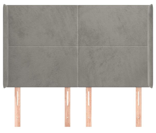 Čelo postele typu ušák světle šedé 147x16x118/128 cm samet 3119348