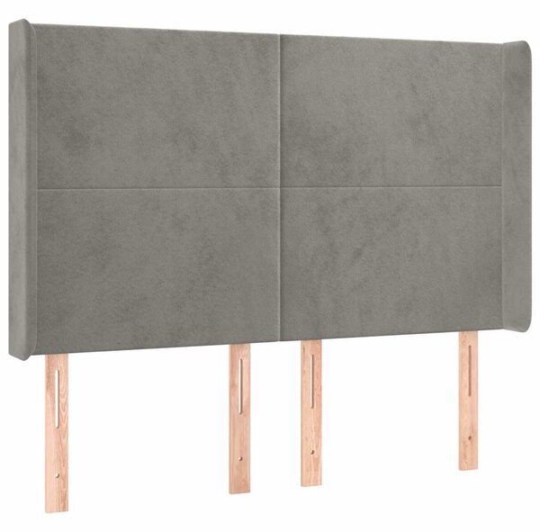 Čelo postele typu ušák světle šedé 147x16x118/128 cm samet 3119348