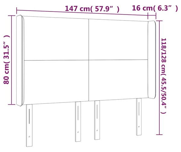 Čelo postele typu ušák tmavě zelená 147x16x118/128 cm samet 3119351