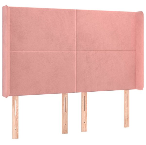 Čelo postele typu ušák růžové 147x16x118/128 cm samet 3119353