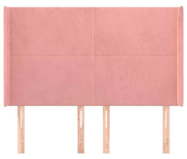 Čelo postele typu ušák růžové 147x16x118/128 cm samet 3119353