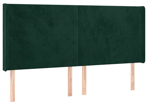 Čelo postele typu ušák tmavě zelená 163x16x118/128 cm samet 3119357
