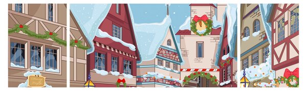 Obraz - Zimní ulička (170x50 cm)