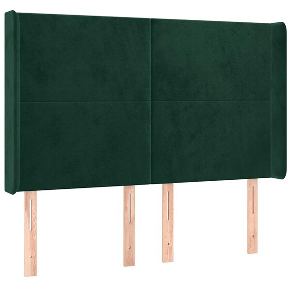 Čelo postele typu ušák tmavě zelená 147x16x118/128 cm samet 3119351