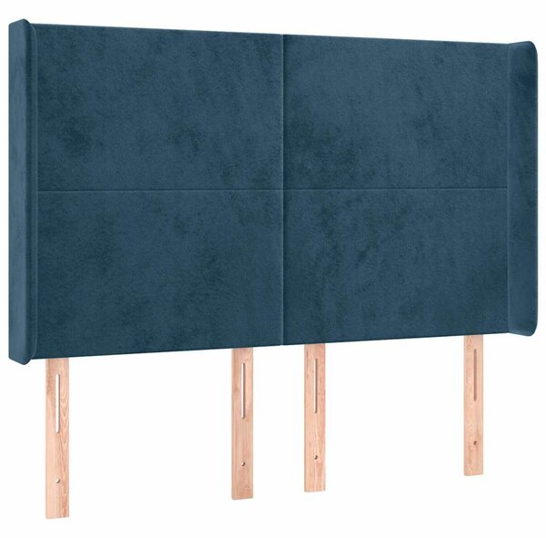 Čelo postele typu ušák tmavě modrá 147x16x118/128 cm samet 3119352
