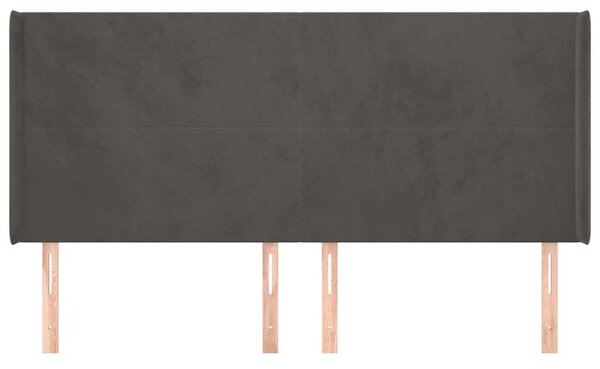 Čelo postele typu ušák tmavě šedé 183x16x118/128 cm samet 3119361