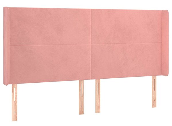 Čelo postele typu ušák růžové 163x16x118/128 cm samet 3119359