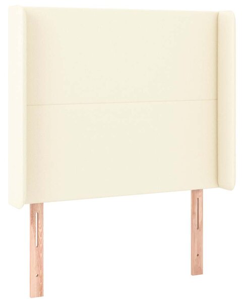 Čelo postele s LED krémové 83 x 16 x 118/128 cm umělá kůže 3123842