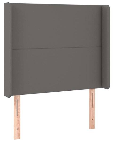 Čelo postele s LED šedé 103 x 16 x 118/128 cm umělá kůže 3123856