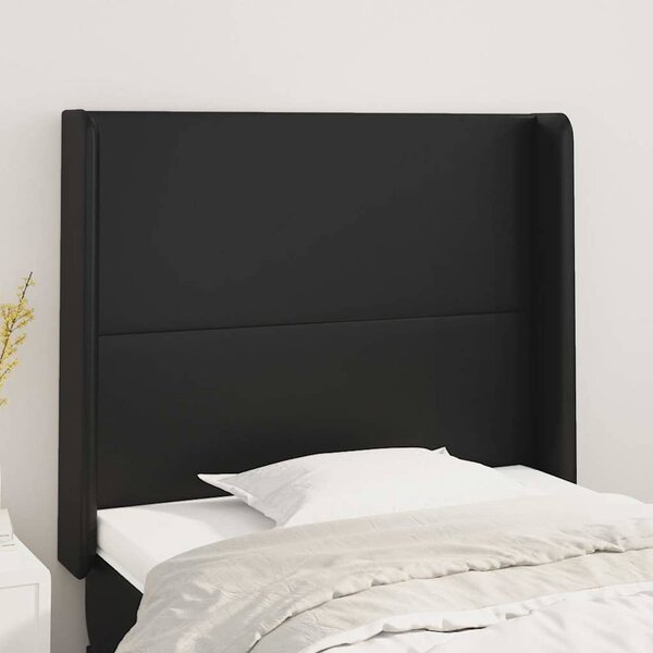 Čelo postele typu ušák černé 93x16x118/128 cm umělá kůže 3119378