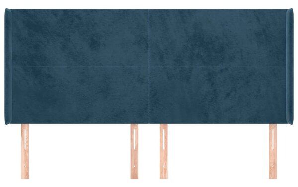 Čelo postele typu ušák tmavě modrá 183x16x118/128 cm samet 3119364