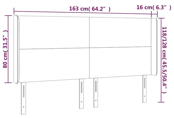 Čelo postele s LED krémové 163 x 16 x 118/128 cm umělá kůže 3123866