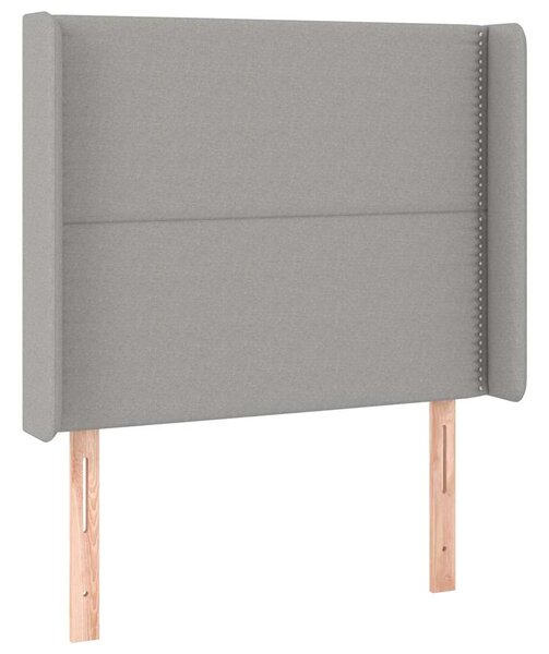 Čelo postele typu ušák světle šedé 103x16x118/128 cm textil 3119430